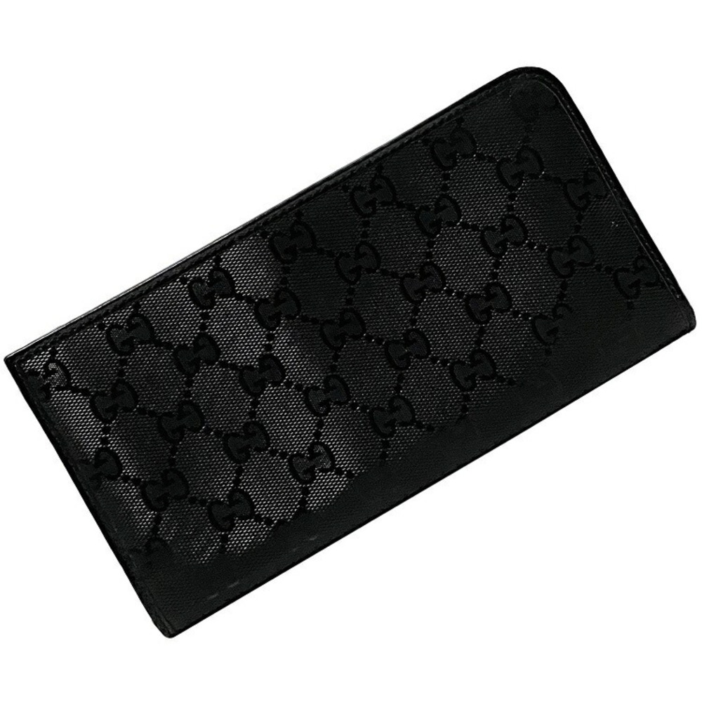 Gucci L Zip Long Wallet Black Imprime GG logo glossy